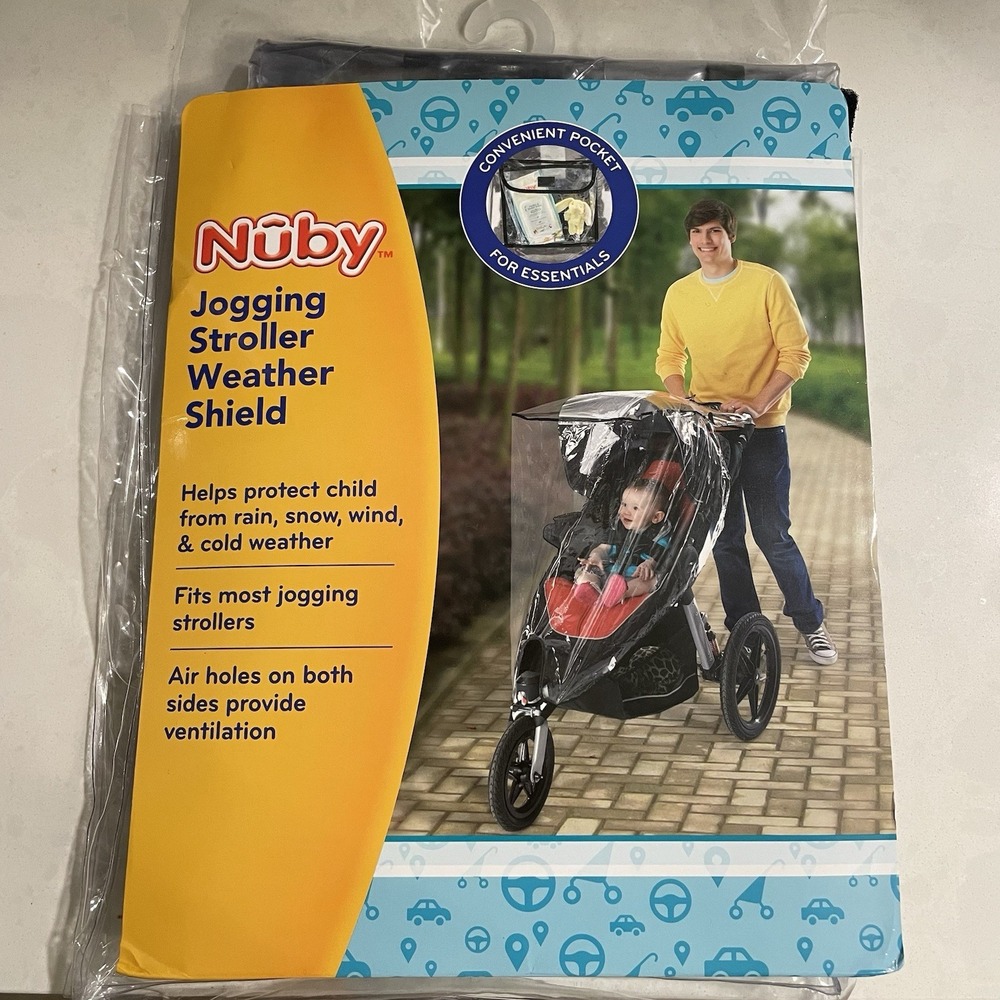 Rain Weather Shield for Jogging Stroller Clear Stroller Cover, with Storage Pock